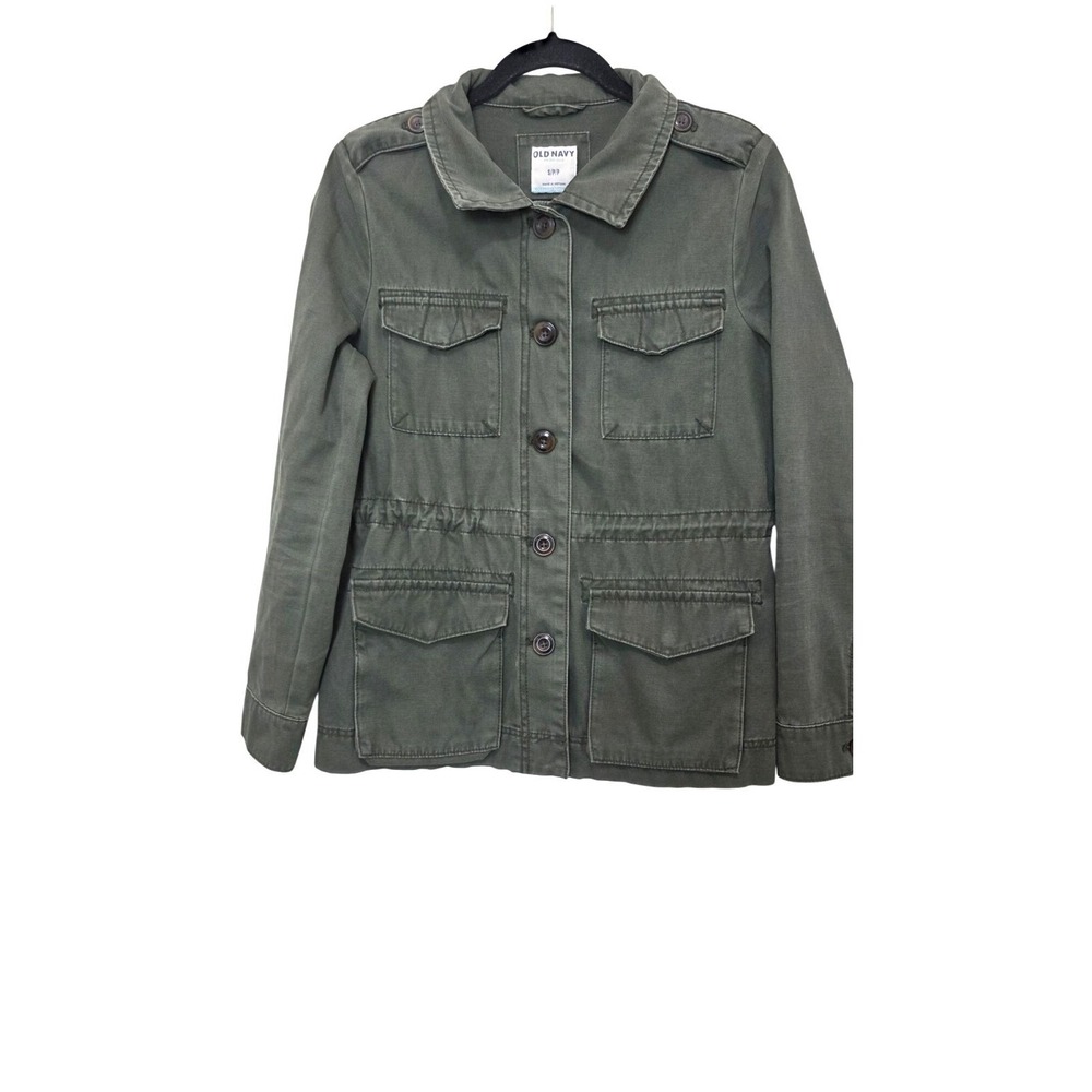Old Navy Women's S/P Olive Green Utility Jacket Outdoor Old Money Adjustable Wai